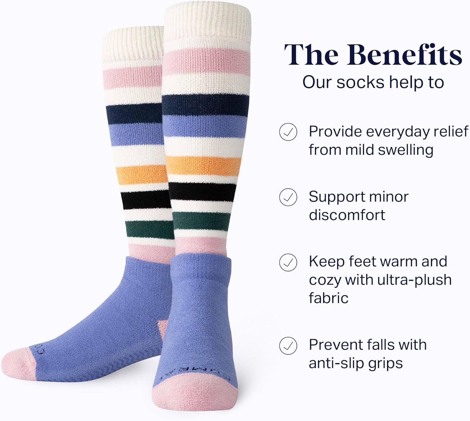 Comrad CozyGrip Slipper Socks - 10-15mmHg Graduated Compression Socks - Dual-Layer Knee High Socks with Anti-Slip Grips - Image 6