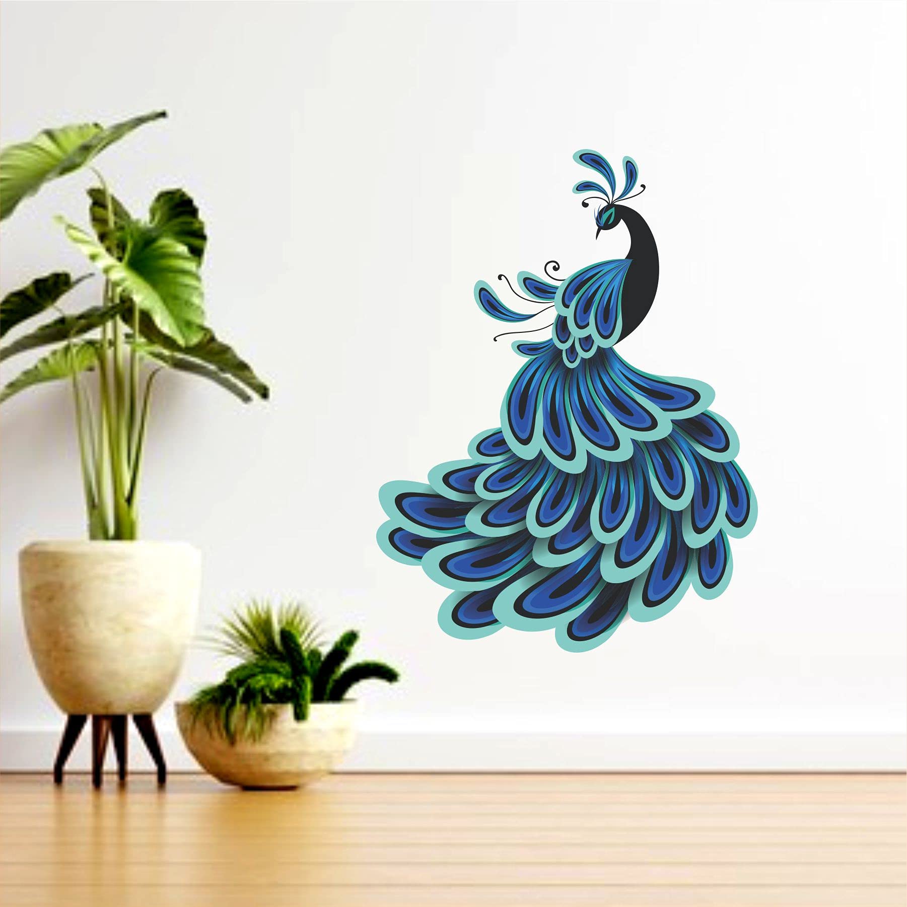 Decals Prime Wall Sticker for Bedroom Décor Butterfly Feather Peacock Wall Sticker for Bedroom, Diningroom, Livingroom Wall décor, Multicolor PVC Vinly Sticker