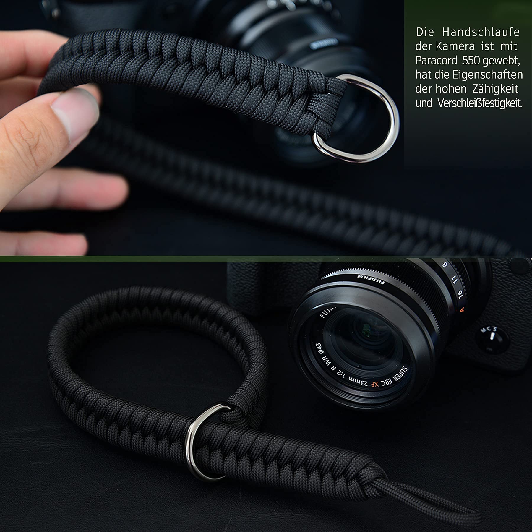 Dreamark Kamera Handschlaufe DSLR, Kameragurt aus Paracord 550 Schultergurt Kamera für Systemkamera Canon Sony Nikon Leica Panasonic Fuji Olympus DSLR SLR
