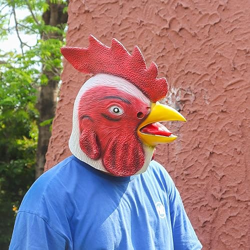 Miniatura 3 de Máscara de cabeza de pollo para adultos, divertida máscara de gallo para Halloween, fiesta de disfraces, carnaval, utilería