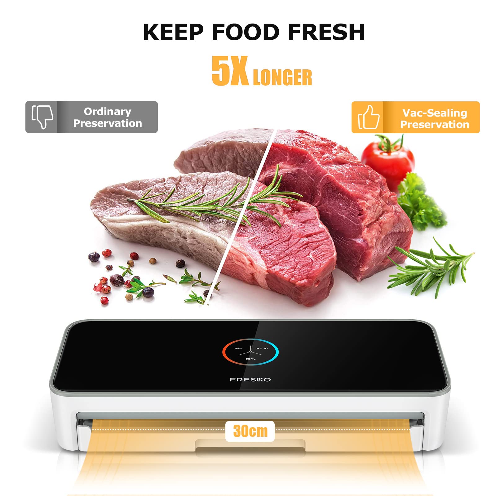 Buy FRESKO Vacuum Sealer Machine, 80Kpa Automatic Food Sealers for Food