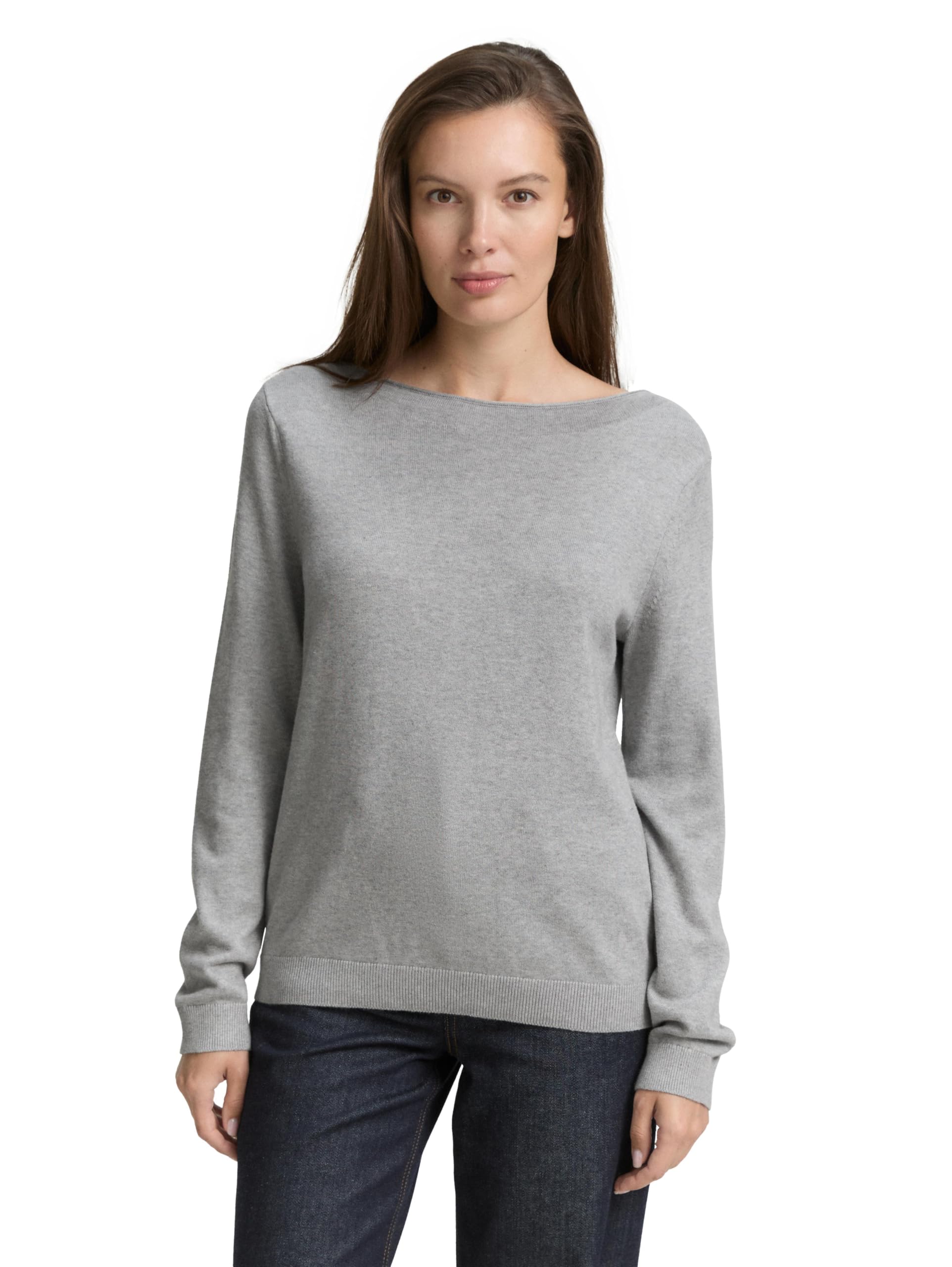 Tom Tailor Damen Strickpullover mit U-Boot-Ausschnitt