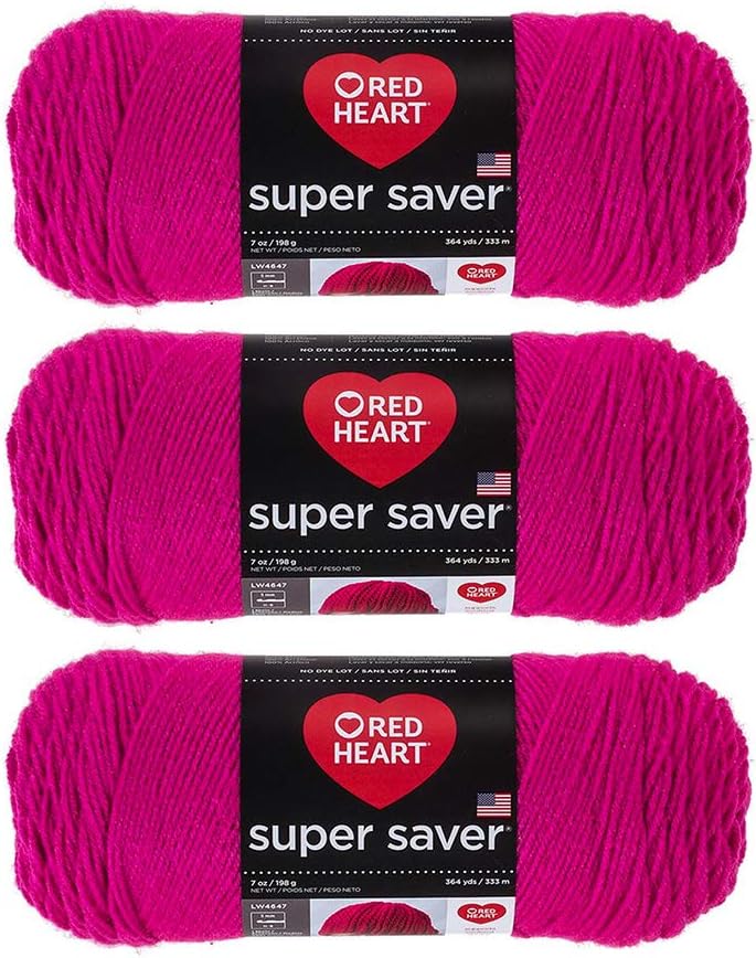 Red Heart E300-718 Red Heart Super Saver Yarn - Shocking Pink