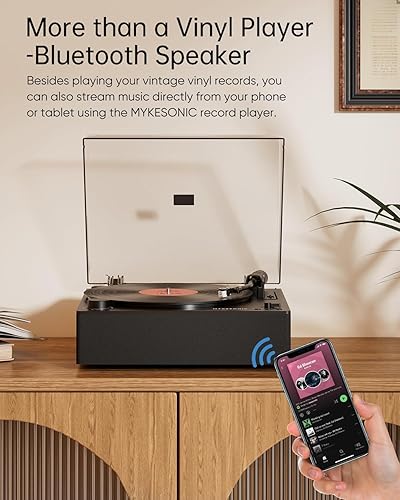 Miniatura 6 de Tocadiscos automático, tocadiscos de vinilo con transmisión por correa Bluetooth, cartucho magnético AT-3600L, entrada y salida Bluetooth, altavoces