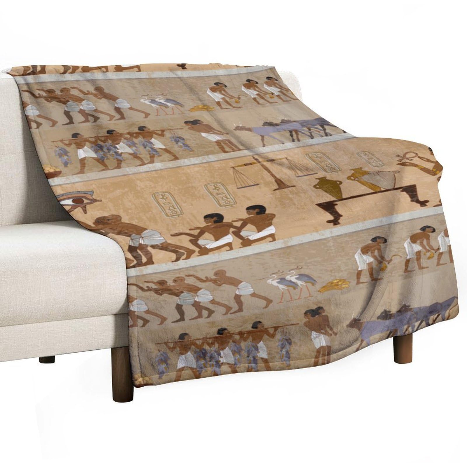 Cgsbngha Style Ancient Egypt Frescoes Flannel Fleece Blanket Lightweight Soft Throw Blankets For Sofa Couch Bed Chair