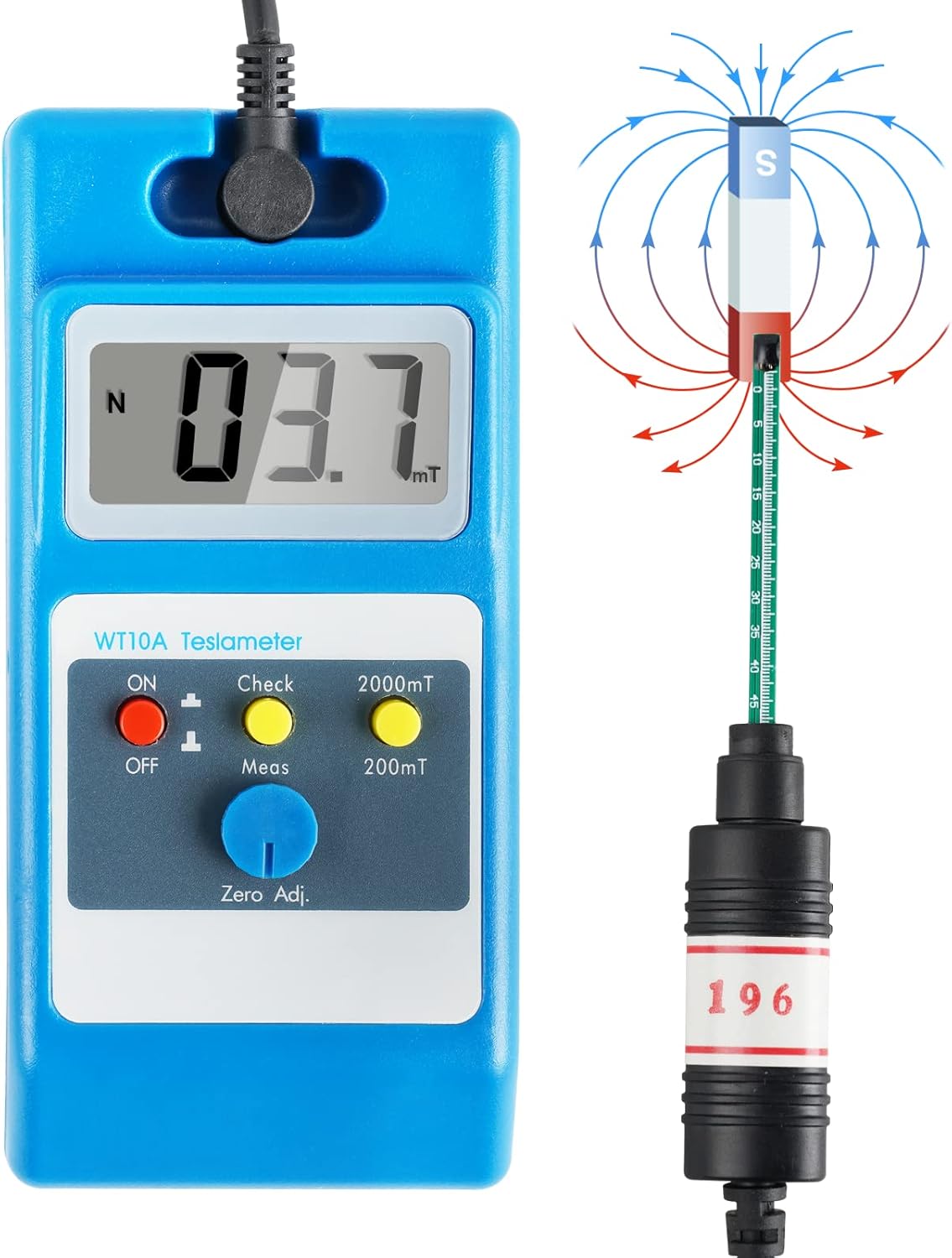 Msfullsea Gaussmeter Gauss Meter Tesla EMF Meter WT10A Surface Field Gauss