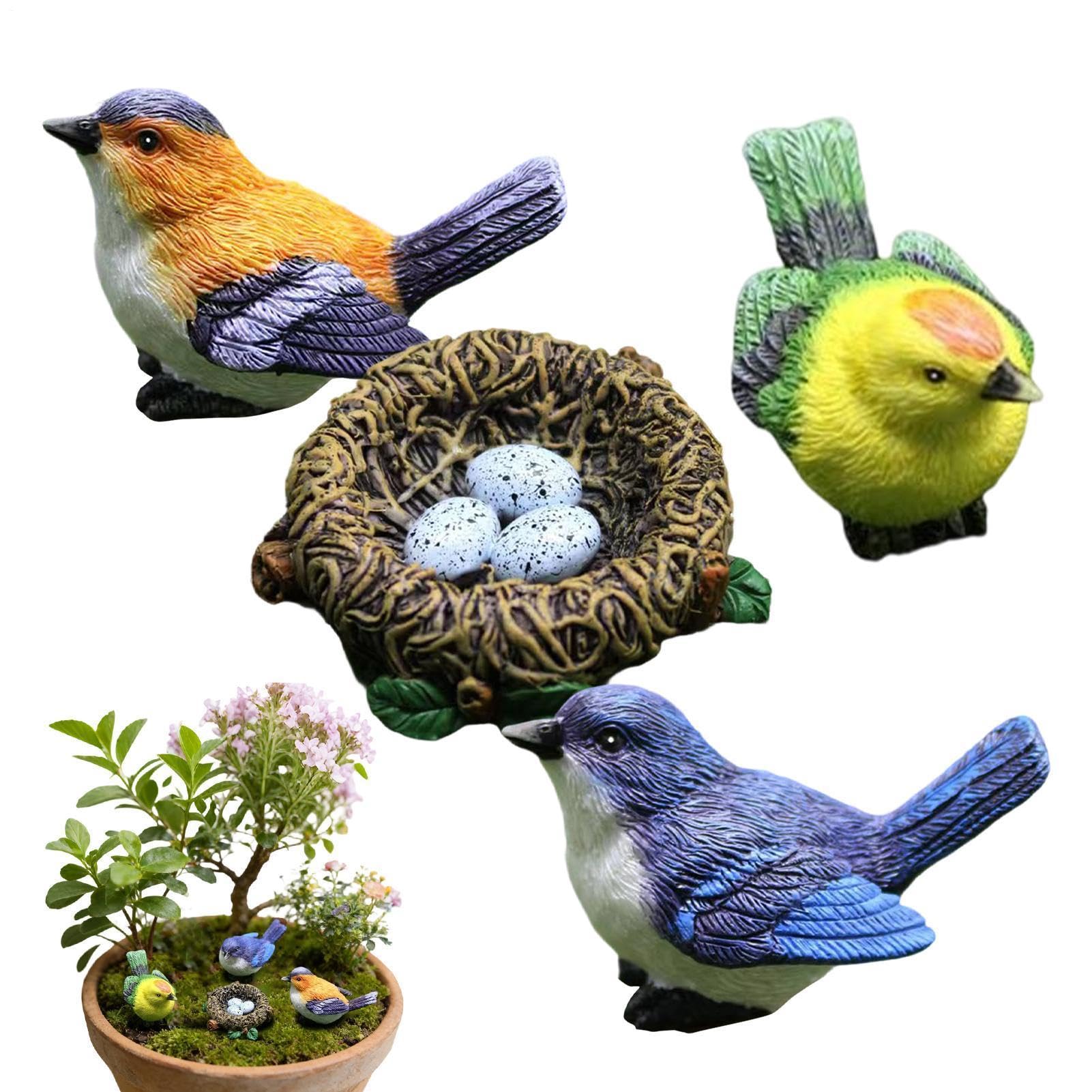 Pájaros decorativos de resina: figuras de animales realistas para decoración de interiores
