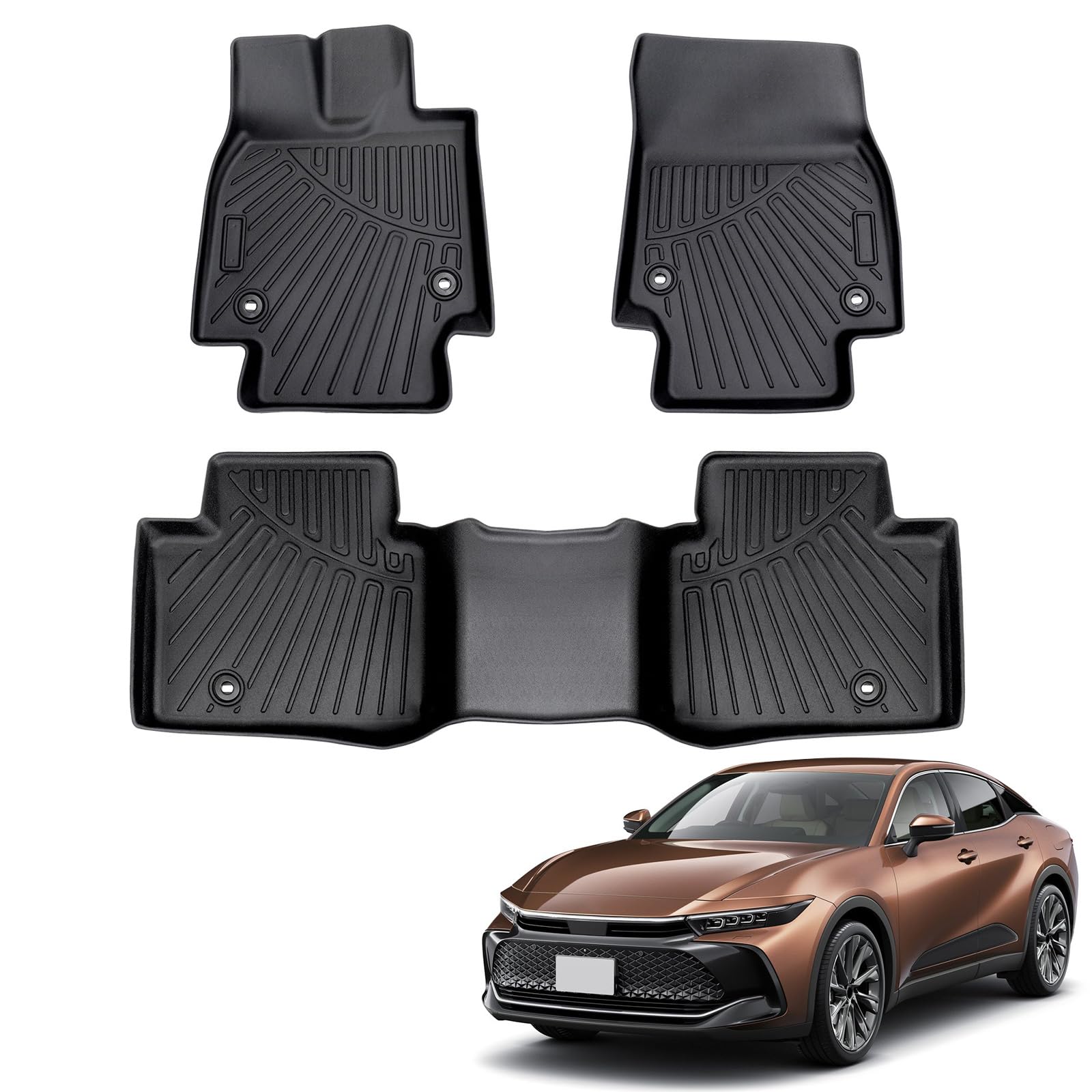 Floor Mats Fit for Crown 2023 2024 2025, TPE Automative Floor Mats Weather Mats Non-Slip Floor Liner for 1st & 2nd Row