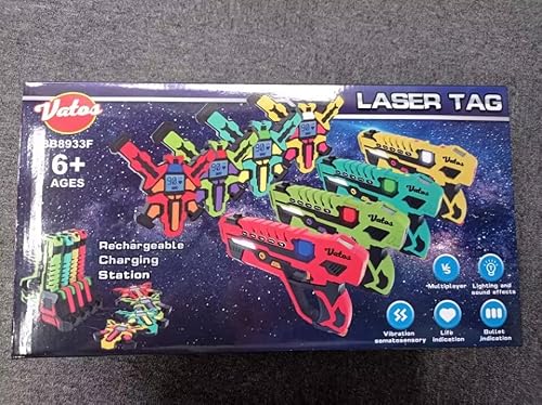 Wiederaufladbares Laser Tag Set 4 – VATOS Laser Tag Pistolen mit 4er Set mit Westen | Infrarot Pistolen Set Spiel für Kinder Teenager Erwachsene Familiengruppe Drinnen Draussenr Garten Aktivität