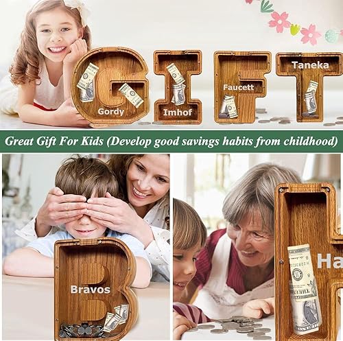 Miniatura 3 de Alcancía de letras personalizadas, marco de caja de dinero de letras personalizadas, alcancía para niños y niñas, regalo de cumpleaños de Navidad,