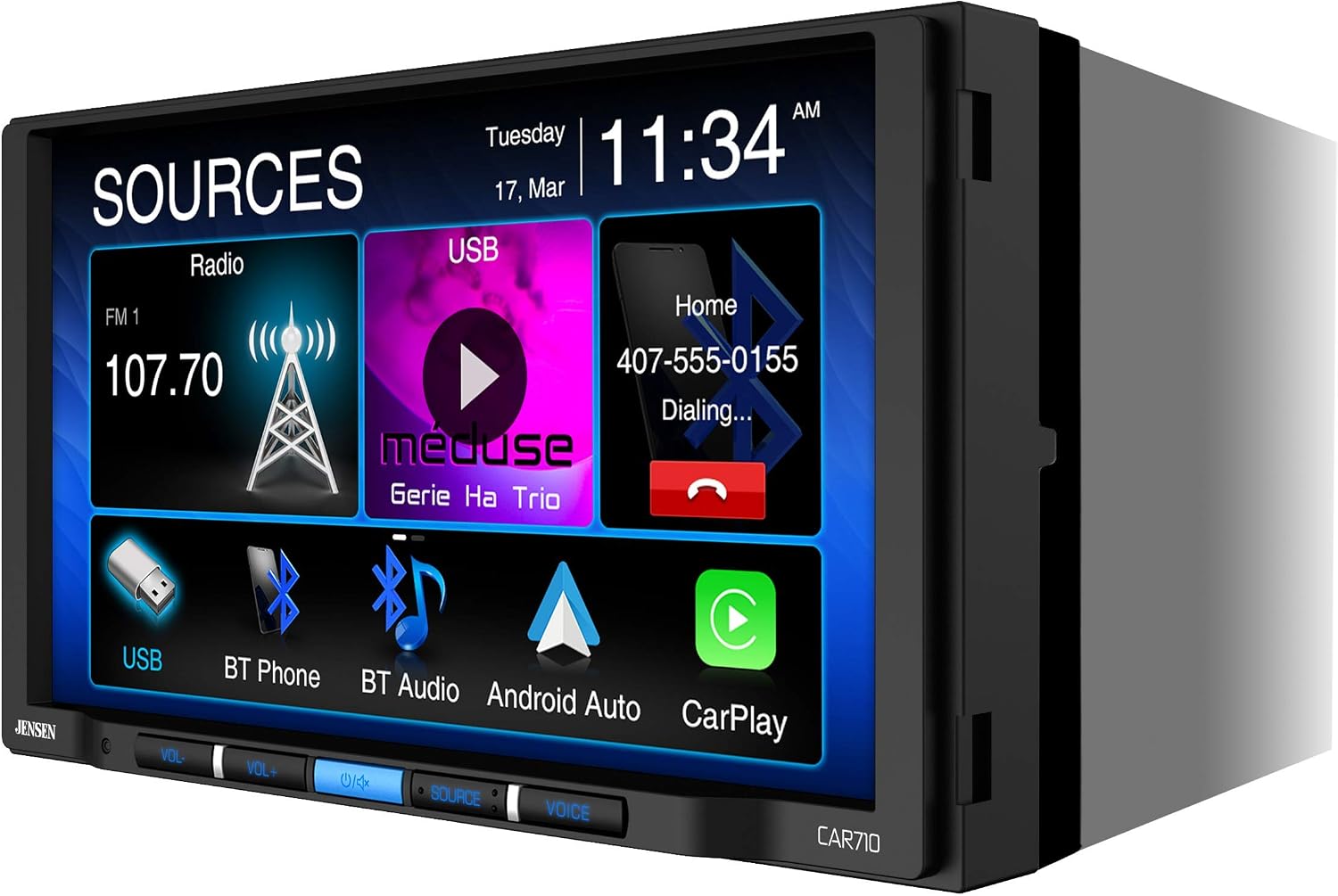 Apple CarPlay app menu on Jensen CAR710