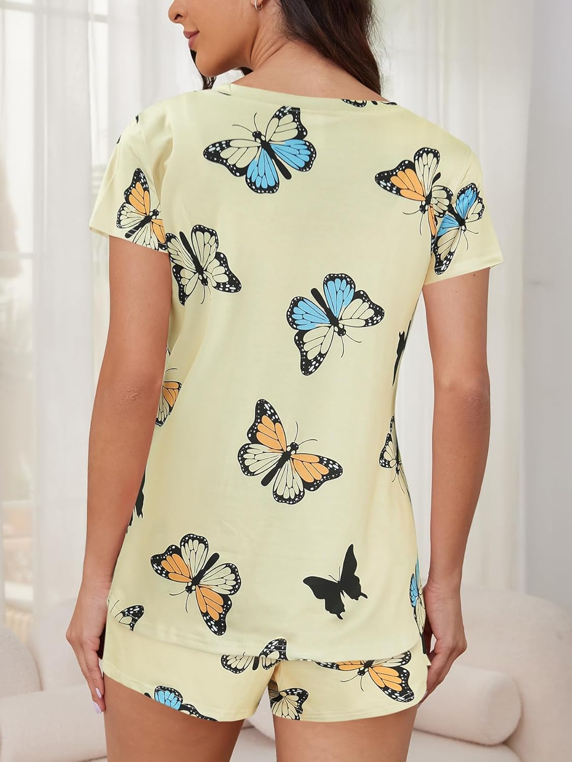 VENTELAN 2 Pack Womens Pajama Sets Short Sleeve Tops with Shorts Comfy Pjs Casual Lounge Sleepwear Sets S-2XL - Image 5