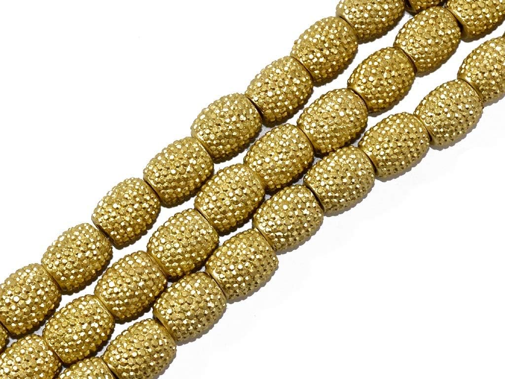 The Design Cart Golden Cylindrical Resin Beads for Jewellery Making, Beading, Craft Embellishments (13 mm * 18 mm) (5 Strings)