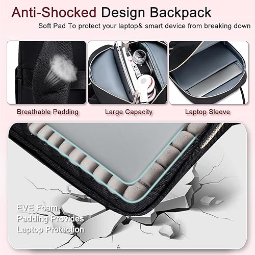 Miniatura 5 de Weitars Mochila de almuerzo para mujer, mochila para laptop de 15.6 pulgadas, mochila de viaje para mujer, mochila de trabajo, mochila para