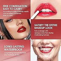 Vista 4 de Juego de 6 colores de tinte de labios, brillo de labios coreano, mini lápiz labial líquido labial labial labial y mejilla tinte hidratante de larga