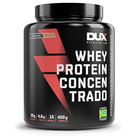 Whey Protein Concentrado Doce de Leite Pote 450g – Contribui para o Ganho Muscular Hipertrofia – Dux Human Health