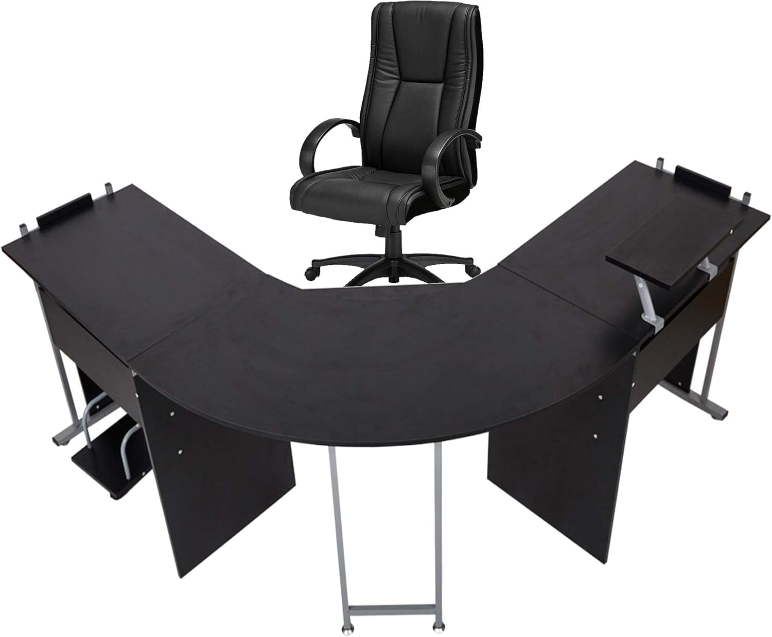 71" LShaped Gaming Desk Large Desktop 22” Wide Wood Curved Corner Desk Sturdy