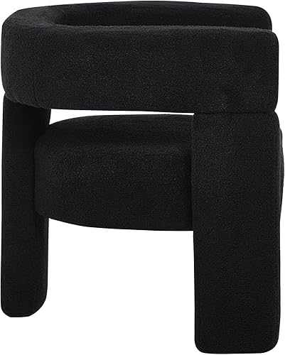 Miniatura 6 de Juego de 2 sillas de comedor con barril de sherpa, sillas de cocina tapizadas con detalles de boucle con brazos, cómoda silla auxiliar de piel