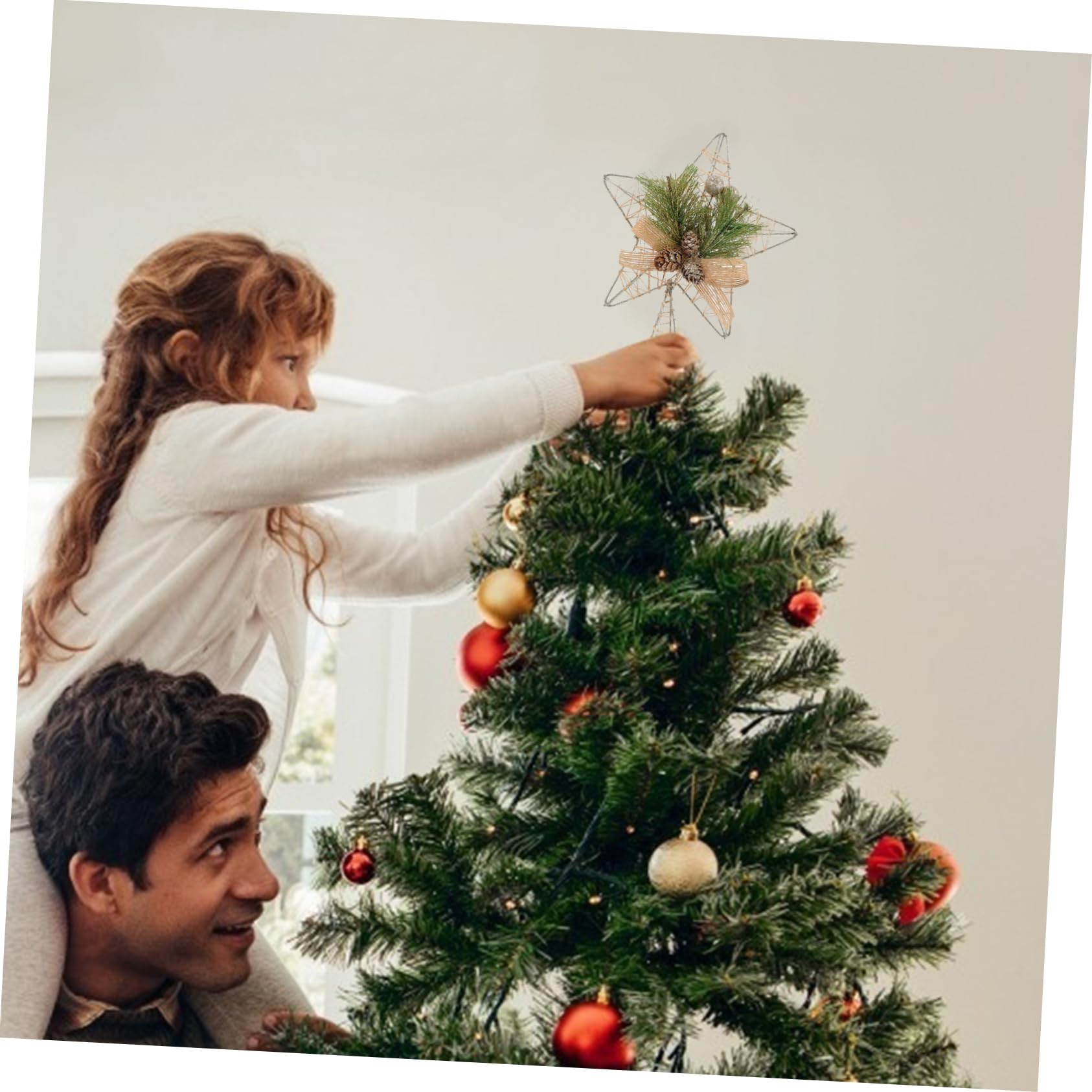 MAGICLULU 3 Pièces Étoile De Sapin De Noël De l'arbre Étoilé De Bethléem Haut De Forme d'arbre De Noël Décorations Dorées Décorations De Décor De Accessoires Le Fer Creux
