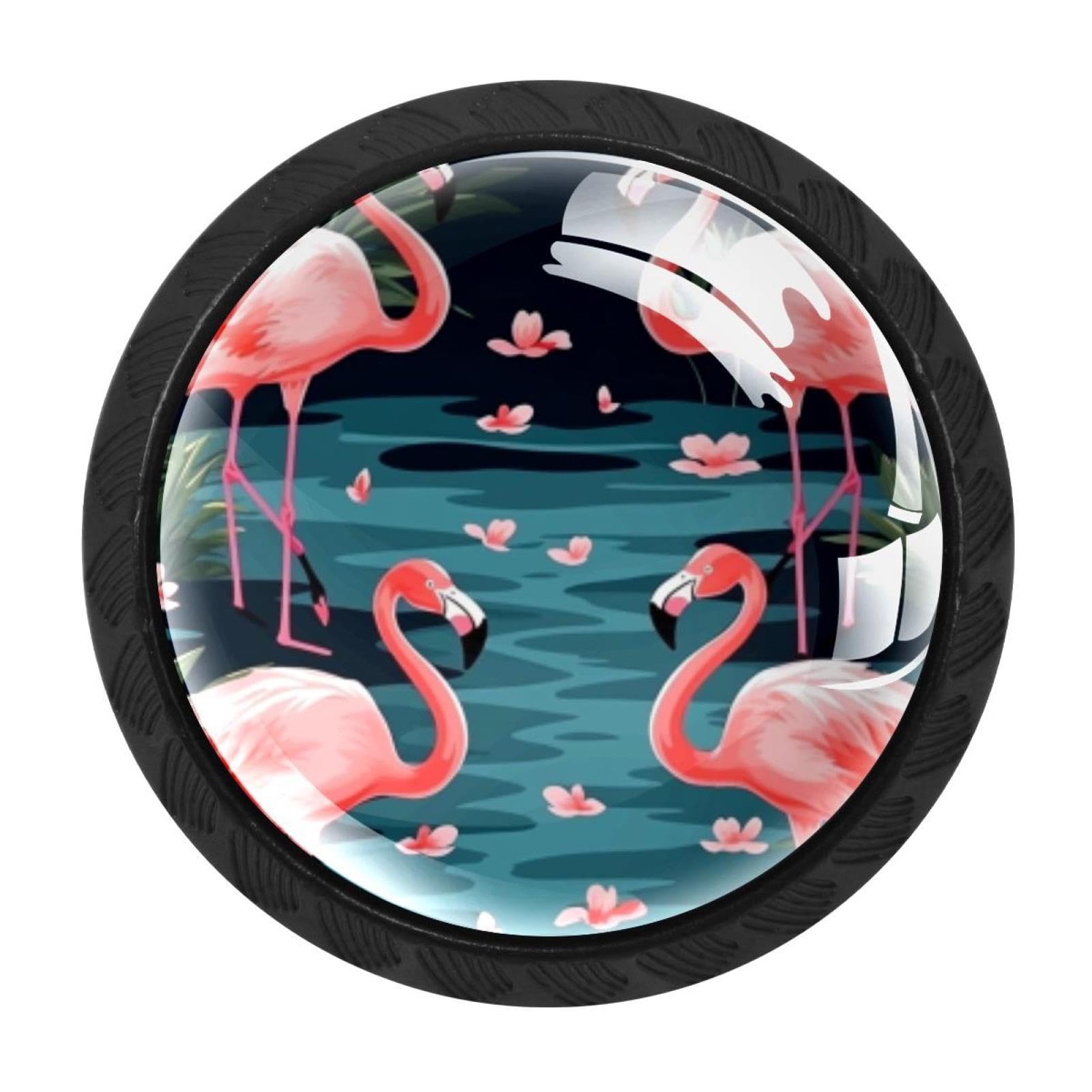 Chenzzzz Multicolored 08 4 Pack Flamingo Rainforest Dresser Drawer Cabinet Knobs Black Round Drawer Knob Pull Handle With Screws For Kitchen Wardrobe Cupboard Furniture Decor