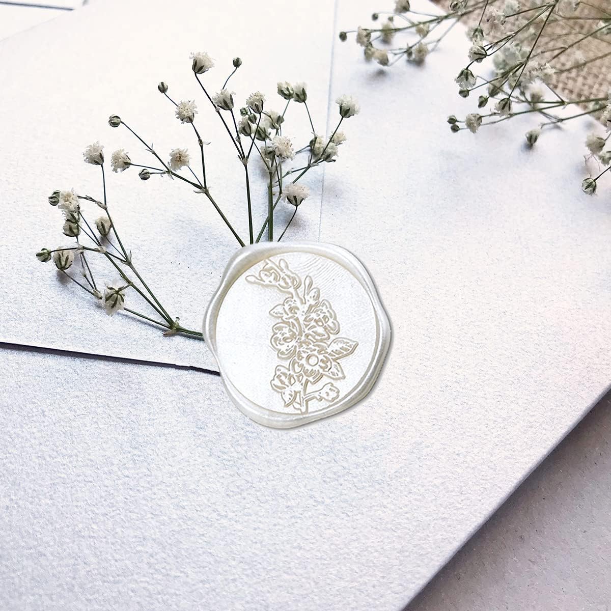 Nostalgic Impressions Sweet Magnolia Adhesive Wax Seal Stickers 25Pk - Pre-Made from Real Sealing Wax (White Pearl)