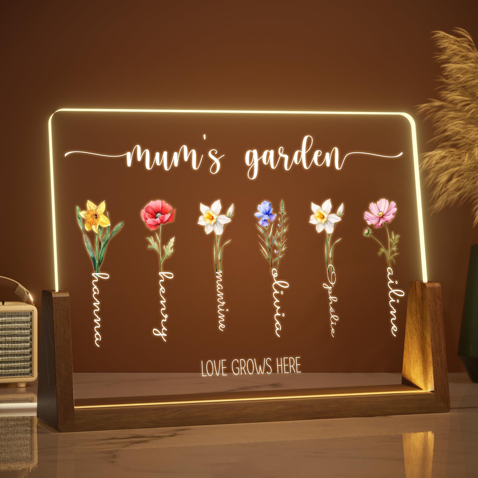 Giftove Personalised Birth Flower Night Light - Mothers Day Gifts for Mum — image 1