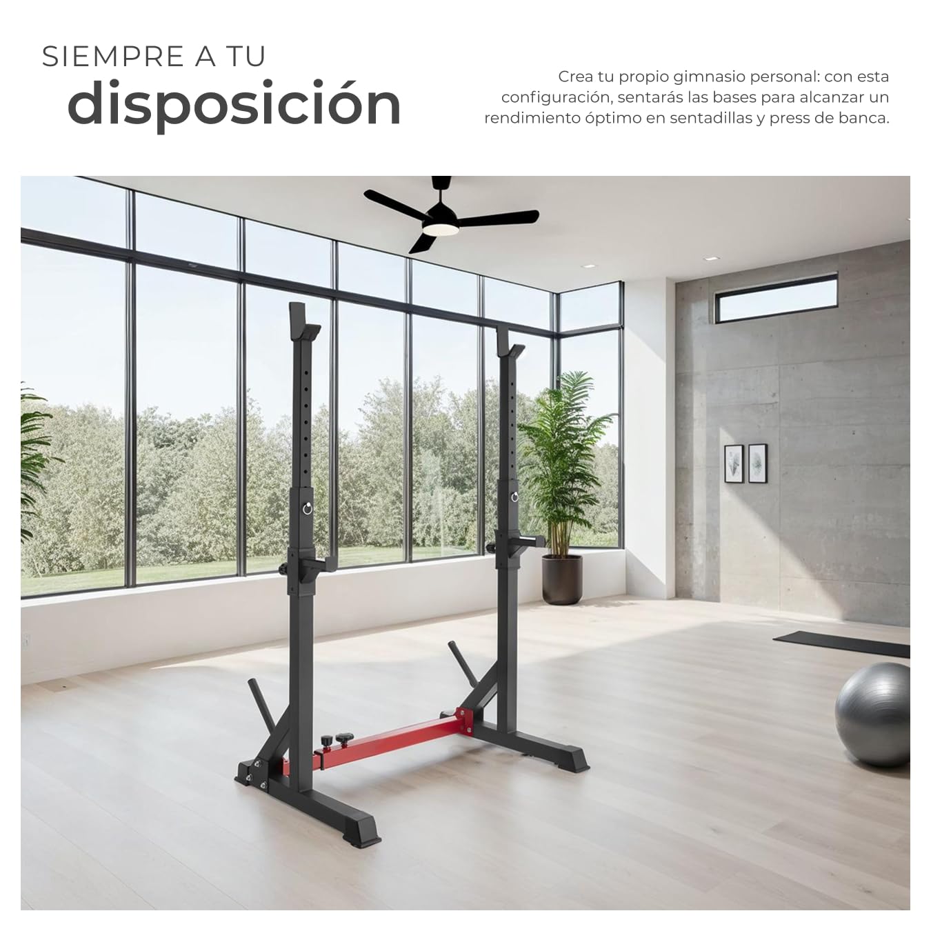 tectake Estante para sentadillas con soporte para pesas, Squat rack, Aparato para entrenamiento de fuerza, Equipo para fitness