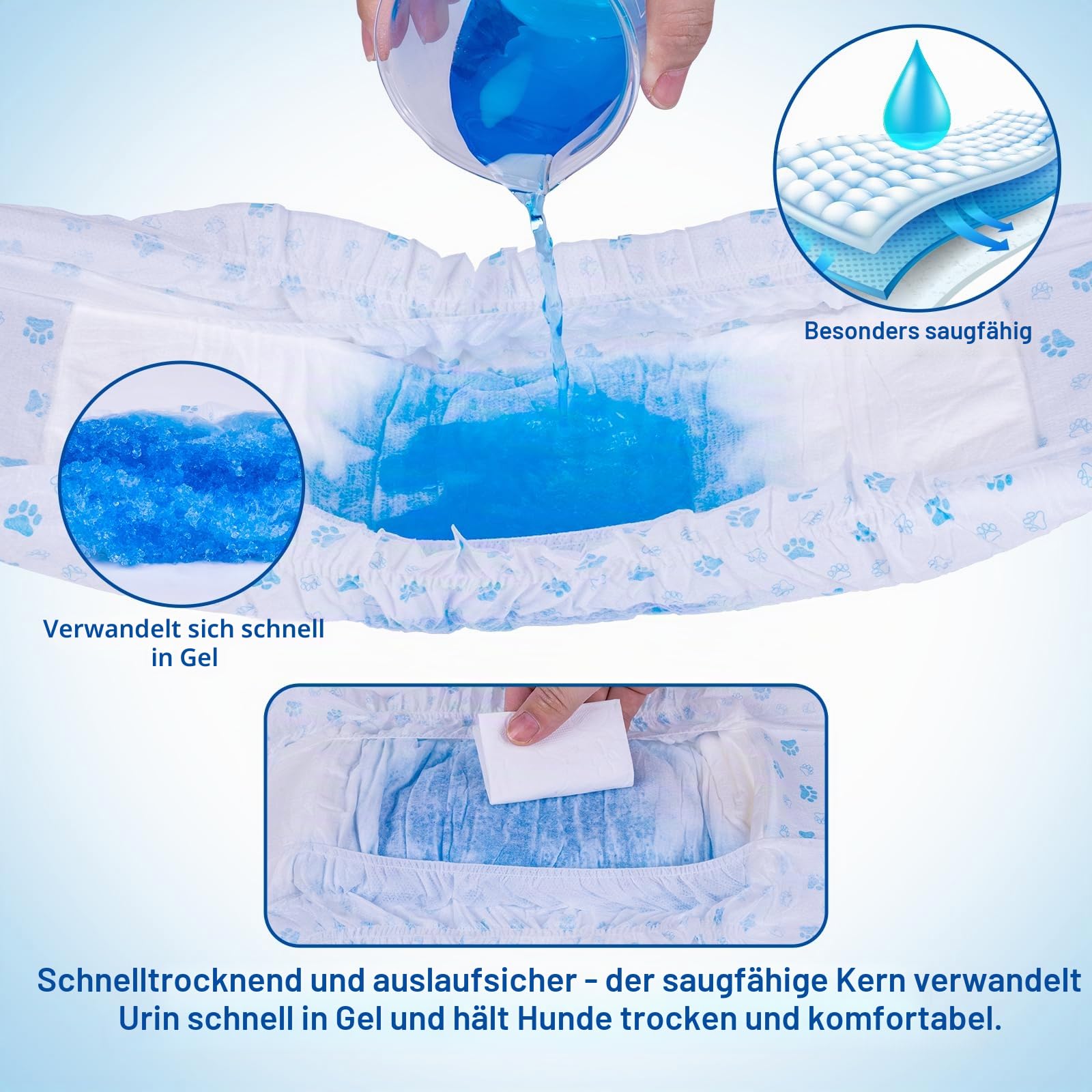 Pet Soft Hundewindeln für Rüden, Einweg-Windeln für Rüden, Super Saugfähig Rüdenwindeln mit Auslaufsicher (S 48stück)