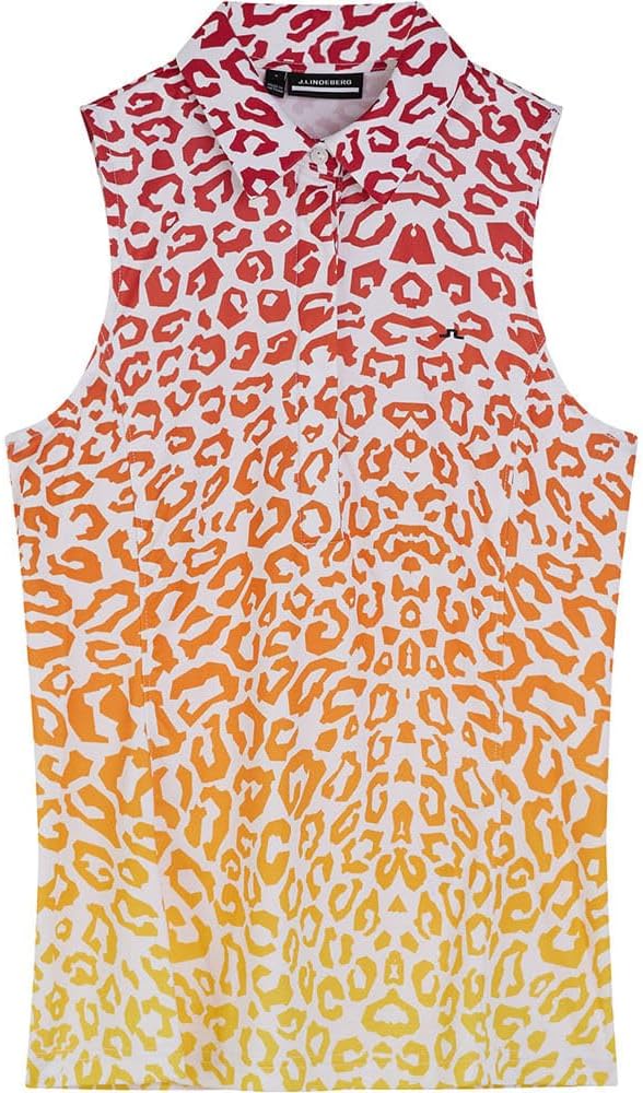 J. Lindeberg Womens Dena Print Sleeveless Golf Top - Leo Reflect Sunset XL