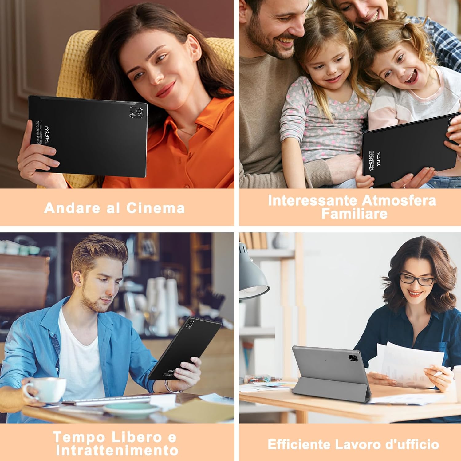 FACETEL Tablet Android 13 Tablet 10 Pollici con Octa-Core 2.0 Ghz 14 GB + 128 GB (TF 1TB), 2.4G + 5G Dual Band WiFi, 8000mAh, FHD, Doppia Camera | Bluetooth 5.0 Tablet con Tastiera e Mouse - Nero