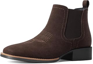 Choiran Western Cowboy Boots for Men - Mens Square Toe Chelsea Boots Ankle Cowboy Boots for Men Casual Retro Stylish Boots