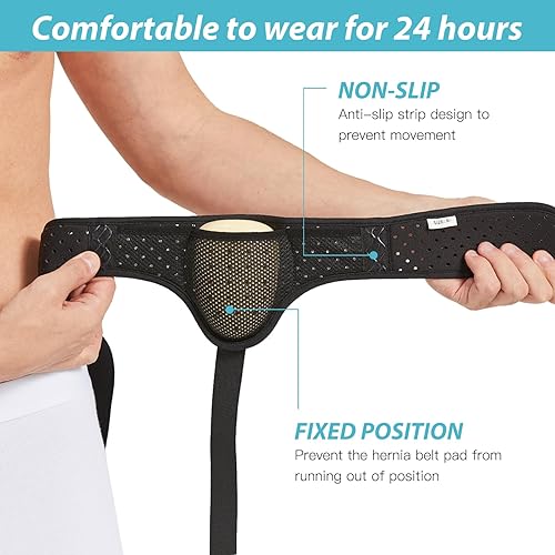 Miniatura 4 de TENB Cinturón de soporte de hernia inguinal para hombres, se adapta al lado izquierdo o derecho, poscirugía, para hombres y mujeres, armadura de