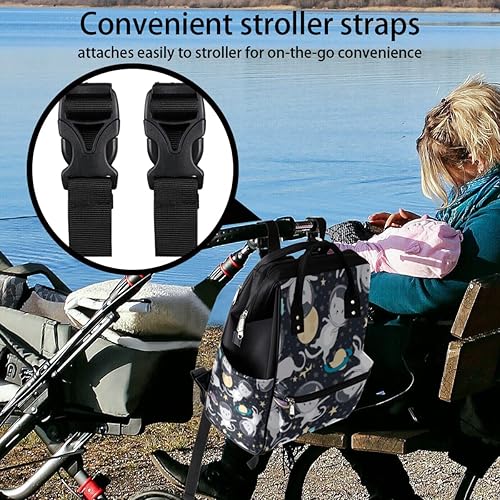 Miniatura 5 de cfpolar Mochila para pañales de gato astronauta universo galaxia gato maternidad recién nacido bolsas grandes para bebés para mamás padres mochila