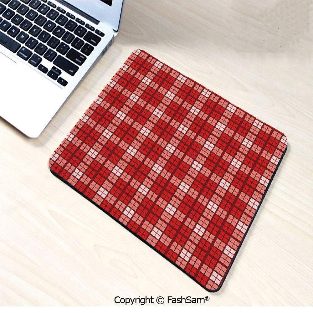 Personalized 3D Mouse Pad Tartan Pattern with Grid Style Vintage Inspired Squares and Lines Geometric Decorative for Laptop Desktop(W9.85xL11.8)