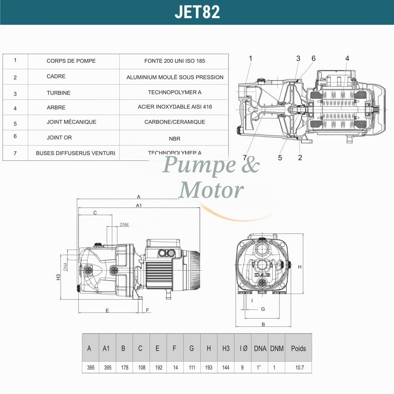 DAB JET 82 M Elektropumpe selbstansaugend 0,6 kW einphasig (102660020)
