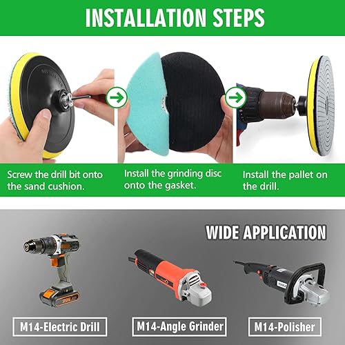Miniatura 47 de Kit de 16 almohadillas de pulido de diamante seco en húmedo, almohadilla de lijado de diamante de 4 pulgadas, grano 30-6000 con placa de respaldo