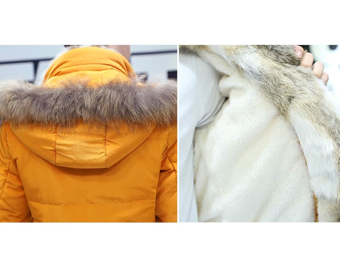 Flygo Mens Unisex Fur Collar Hooded Fleece Lined Heavy
