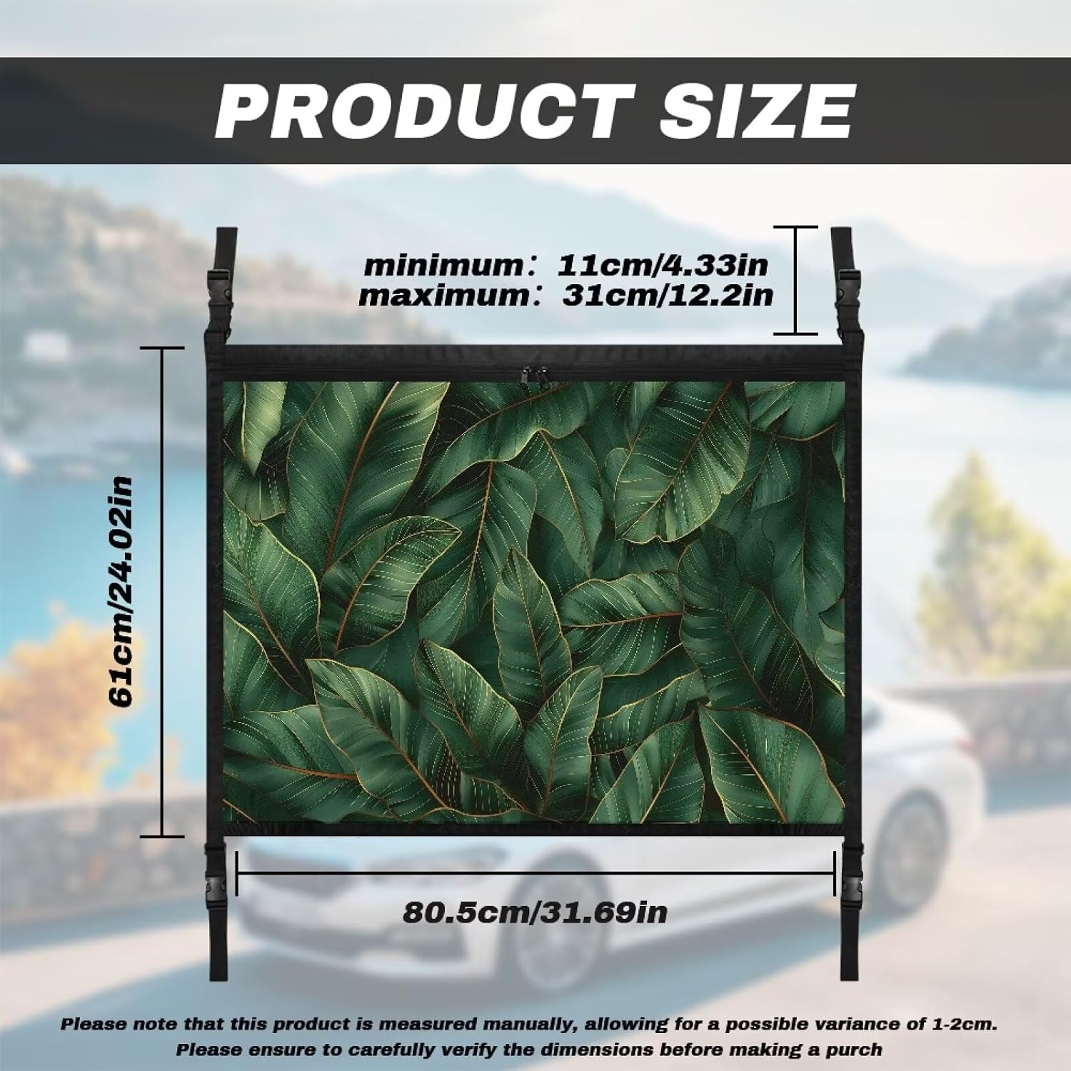 Tupalatus Banana Leaf Car Storage Net 31"x24" Fashion Car Roof Accessories for Women and Men Car Roof Interior Cargo Net with Zipper Road Trip Accessories for Car Truck SUV