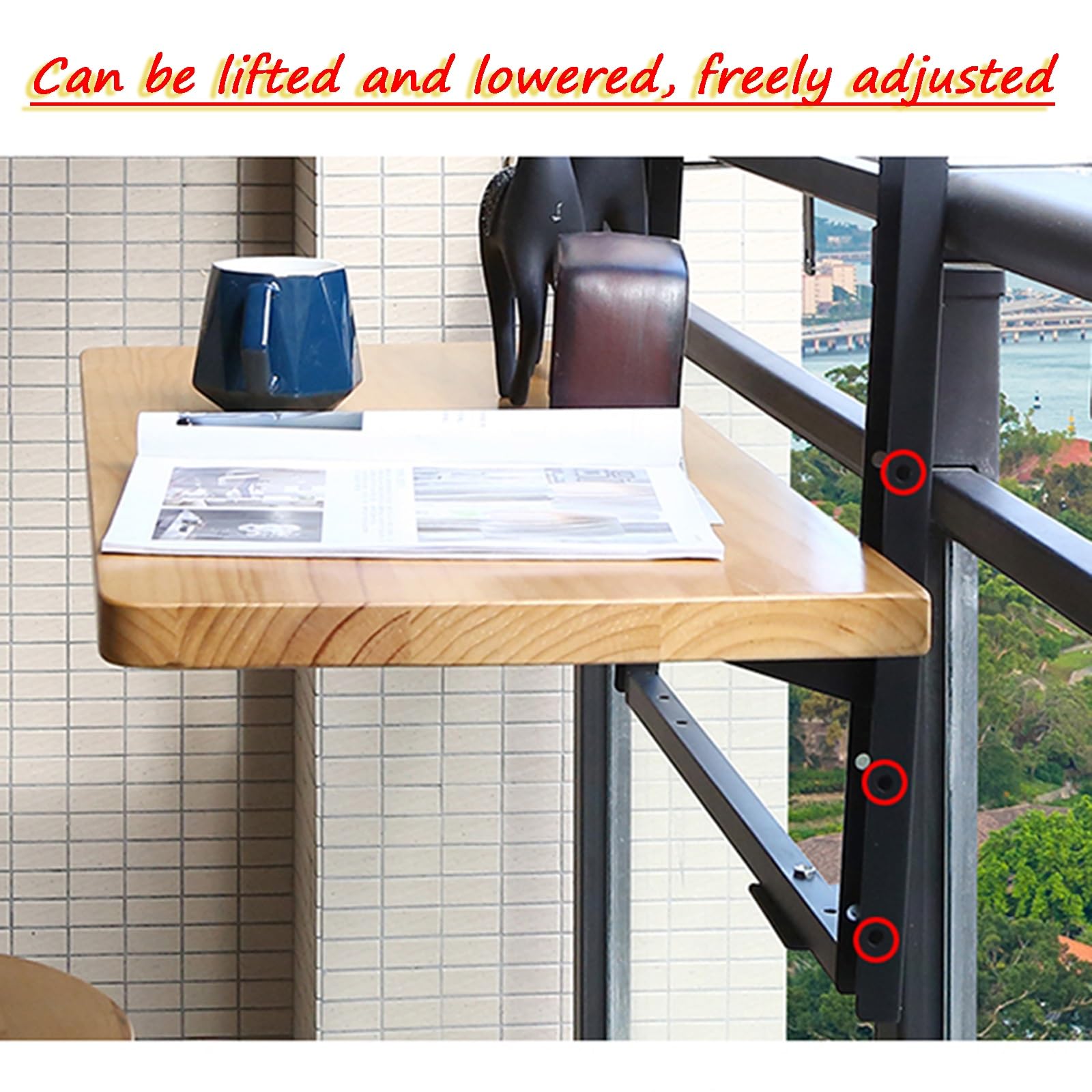 Table Suspendue pour Balustrade de Balcon，Table Pliable Exterieur，Table de Balcon Suspendue Pliable，Table terrasse extérieur，Table Jardin，Résistante aux Intempéries(B,L60*W35cm/L23.6*W13.8in)