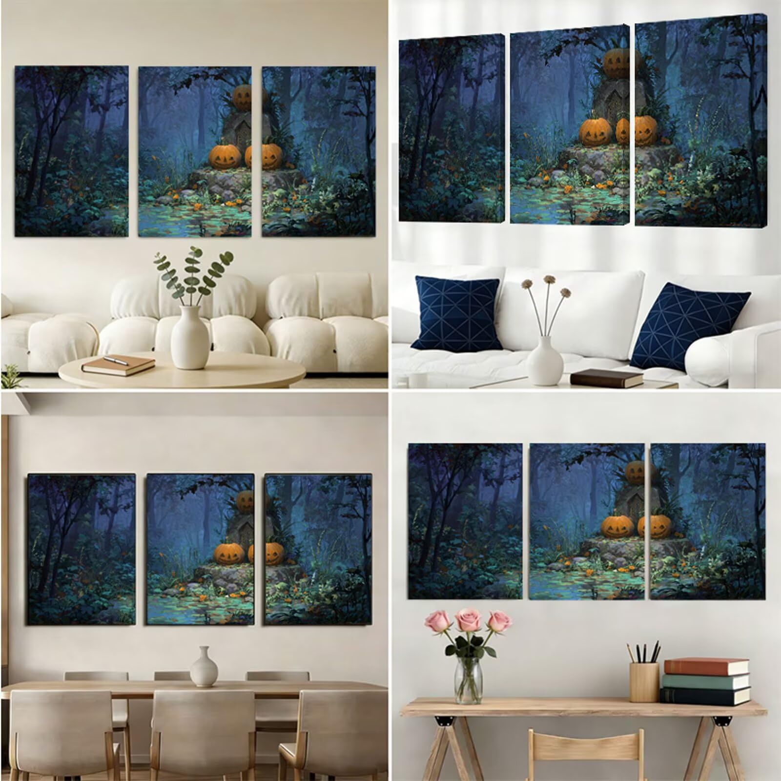 Diamentowe malarstwo na Halloween, pełne zestawy, do malarstwa, dla dorosłych, okrągły zestaw do haftowania, 50 x 70 cm, mozaika ze strasu, rękodzieło, dekoracja domu, na ścianę, prezenty, 3