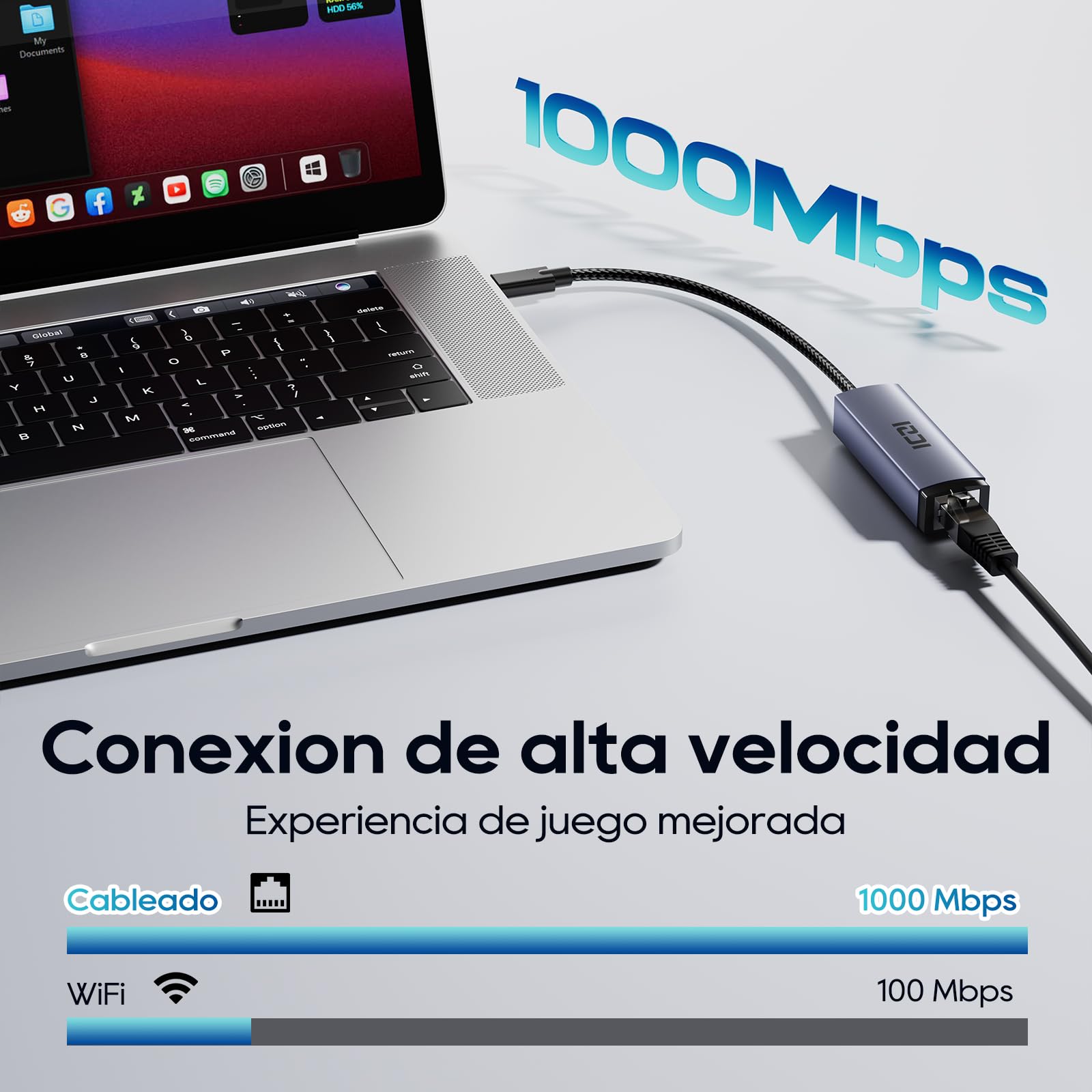 ICZI USB C to Ethernet Adapter Gigabit 1000Mbps Aluminum Ethernet, Plug and Play Thunderbolt 4/3 to RJ45 LAN Network Adapter for iPhone 15 MacBook iPad Pro Surface Chromebook Dell XPS etc