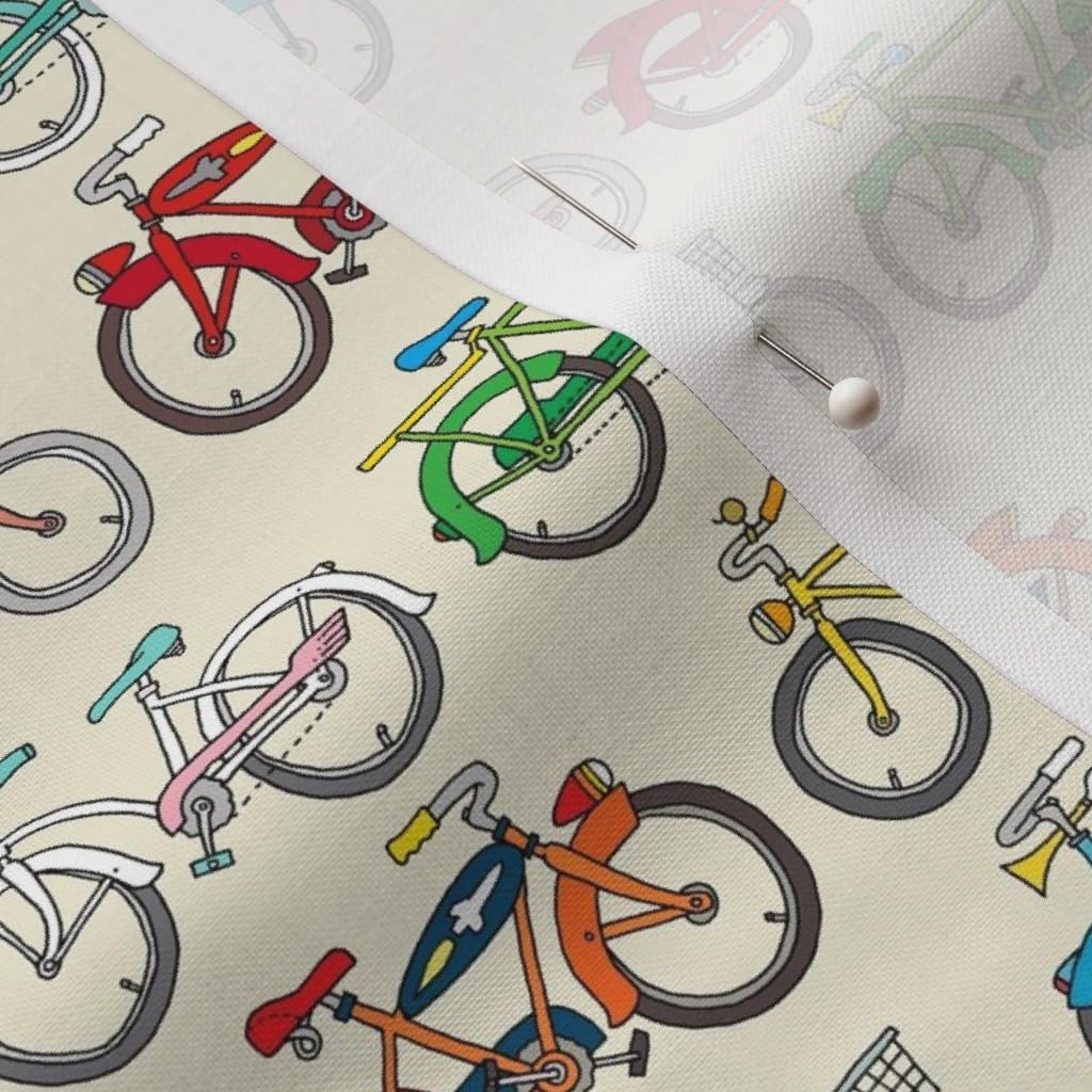 Spoonflower Fabric - Bikes Bicycle Bike Cycling Vintage Race Biker Cartoon Exercise Printed on Petal Signature Cotton Fabric by The Yard - Sewing Quilting Apparel Crafts Decor