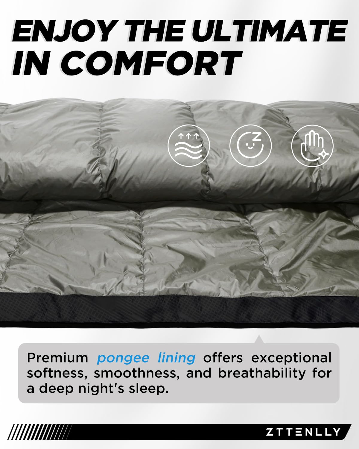 Sac de couchage en duvet pour adultes - Léger et compact pour la randonnée, le camping et la randonnée - 45-52 degrés et sac de couchage 4 saisons pour temps froid