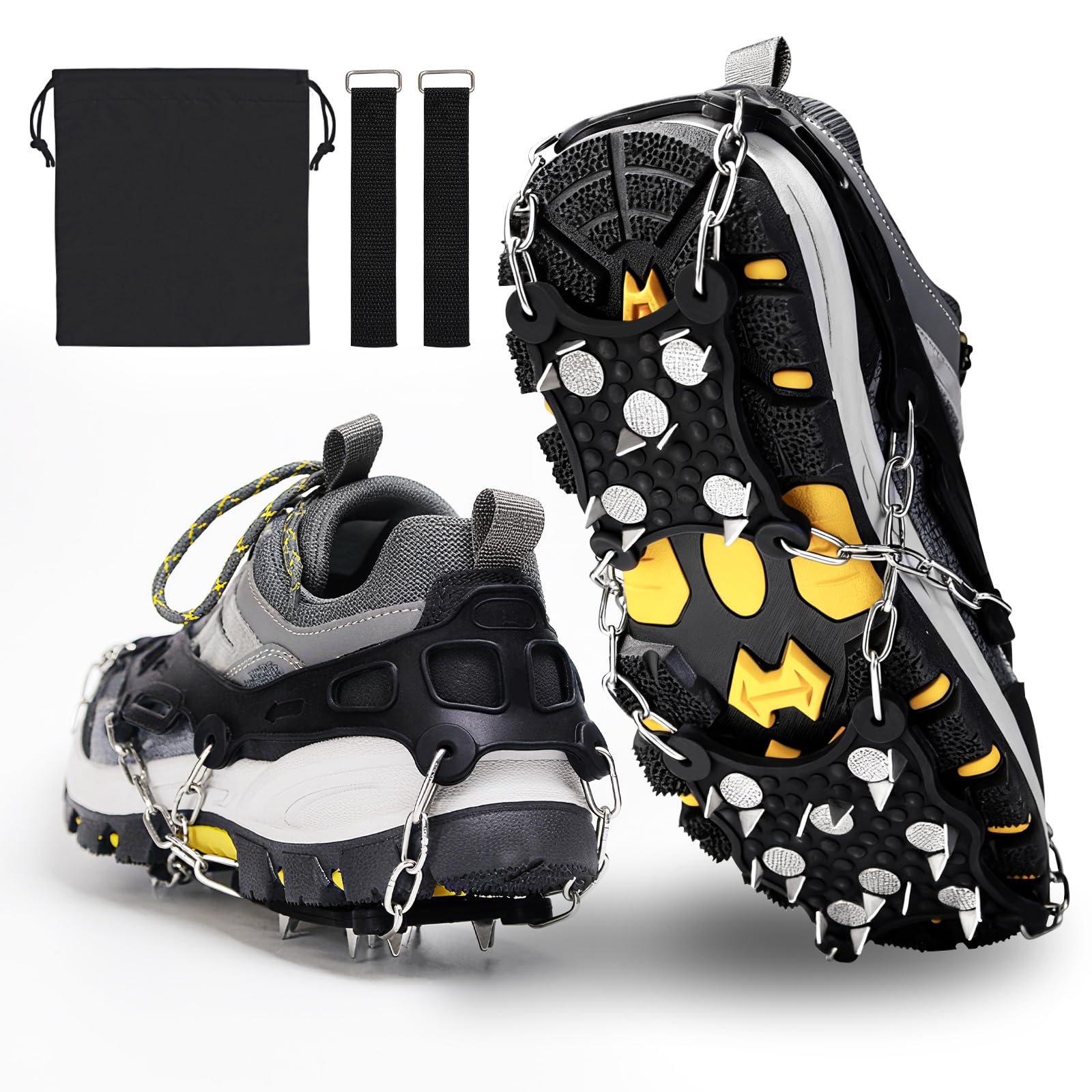 Crampons pour Bottes de Randonnée Acier Inoxydable Antidérapant pour Chaussures Randonnée Alpinisme