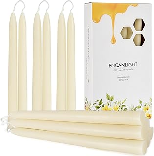 10" Natural Bee Waxs Candle Candlesticks 12 Pack,9 Hour Pure Long Burning Time,Cheer Up Gift for Friends Coworkers Dripless and Smokeless for Home Decor Party