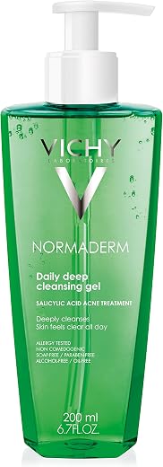 Vichy Normaderm Deep Cleansing Gel, Acne Face Wash With Salicylic Acid (6. 2X4. 4X18. 4Cm)
