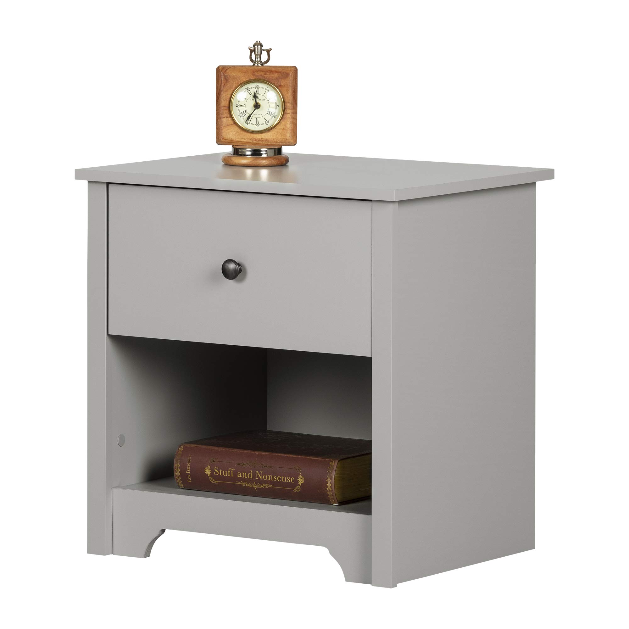 South ShoreVito 1-Drawer Nightstand-Soft Gray