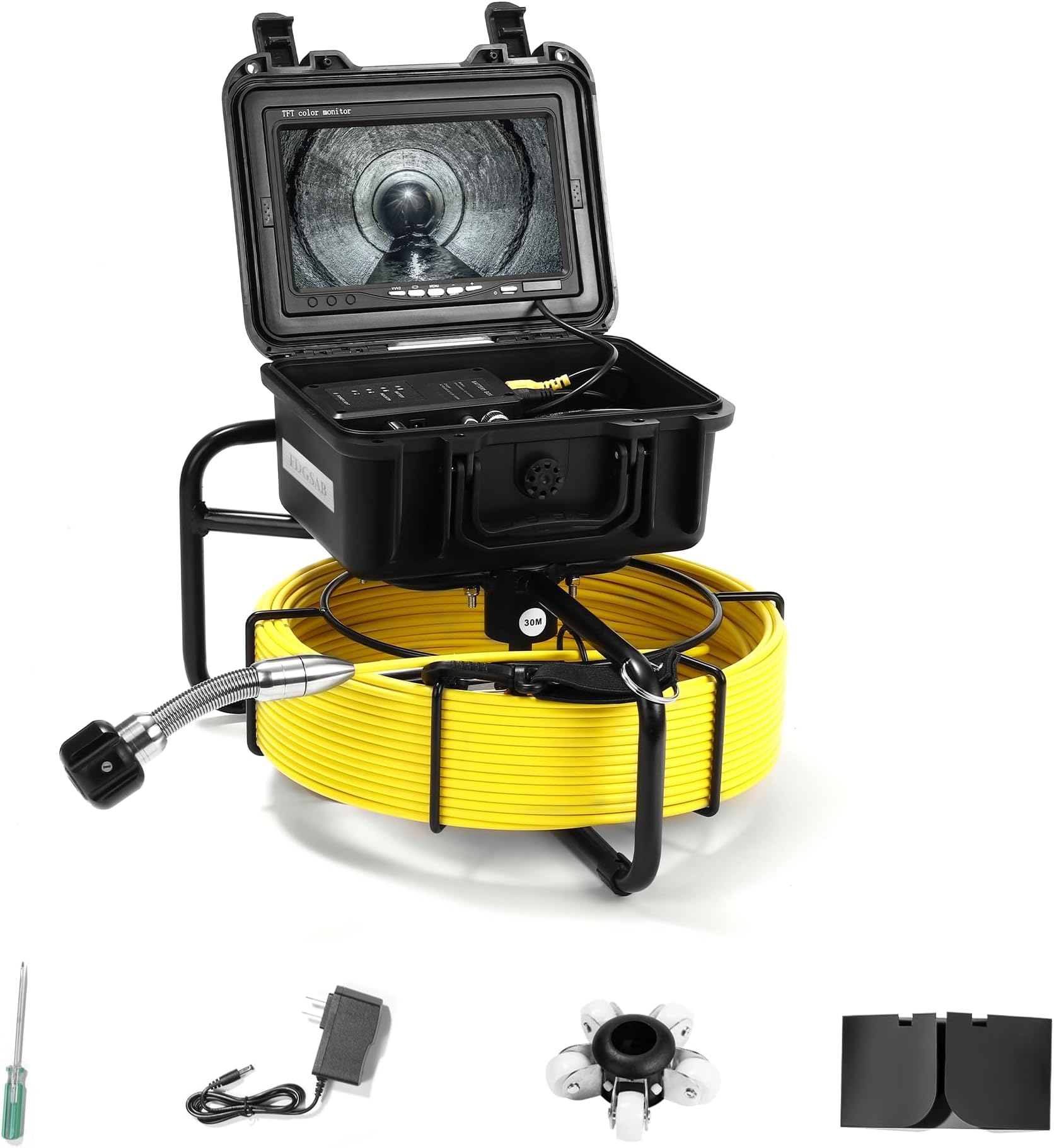 Sewer Camera, 20/50m, 7" Screen Pipeline Inspection Camera Waterproof IP68 w/12 Adjustable LEDs, DVR Function Have 32GB SD Card .for Sewer Line, Duct Drain Pipe Plumbing (66ft/20M DVR)