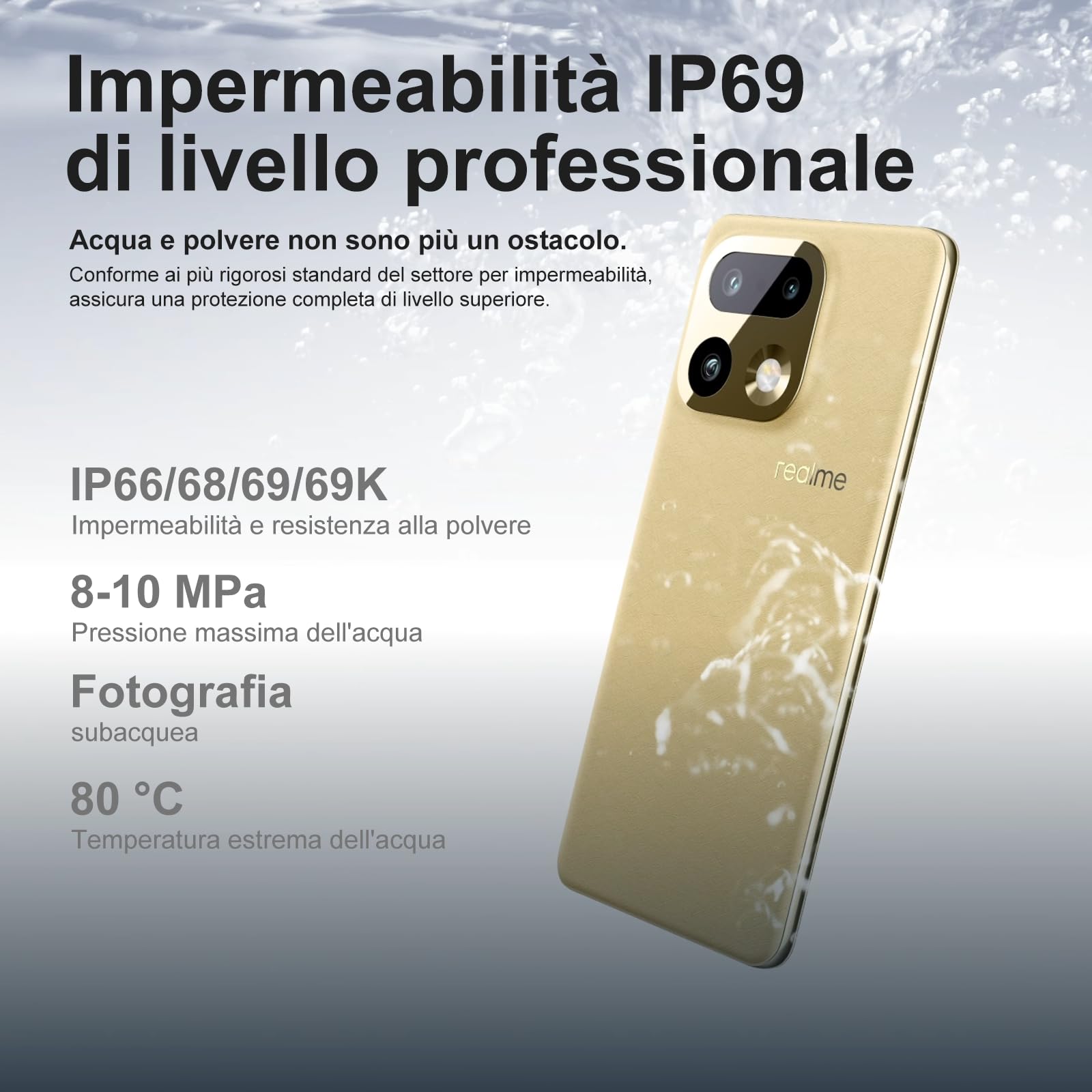 realme 16 Pro+ Smartphone 5G,8+256GB,Display AMOLED 6,8" 1,5K 144 Hz,Fotocamera Principale 200MP OIS & Obiettivo Teleobiettivo 3,5x,Batteria 7000mAh, IP68/IP69K (Master Grey, 256, GB, 8, GB)