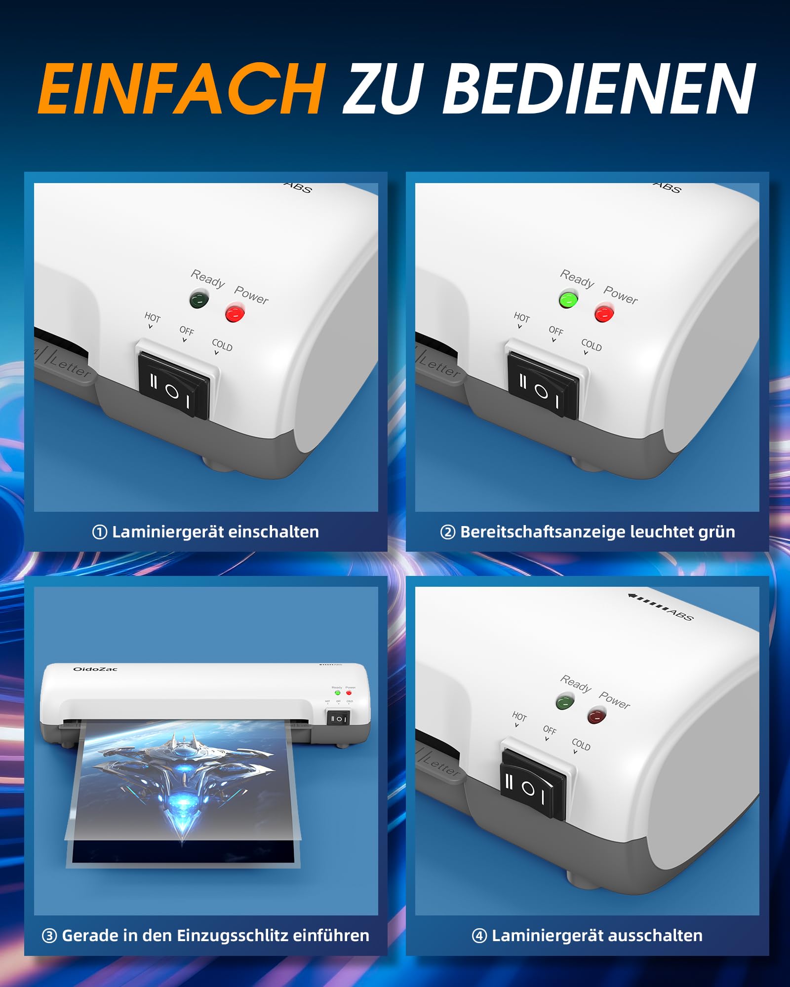 Plastificadora A4 4 en 1 en caliente y fría con 30 láminas de laminación (A4/A5/A6), apilamiento de ABS, cortador de papel y redondeador de esquinas, máquina de laminación para oficina, escuela y